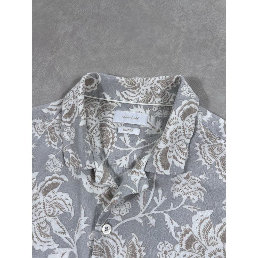 Porter & Ash Shirt Size XL Floral Rayon Linen Blend Hawaiian Button Down